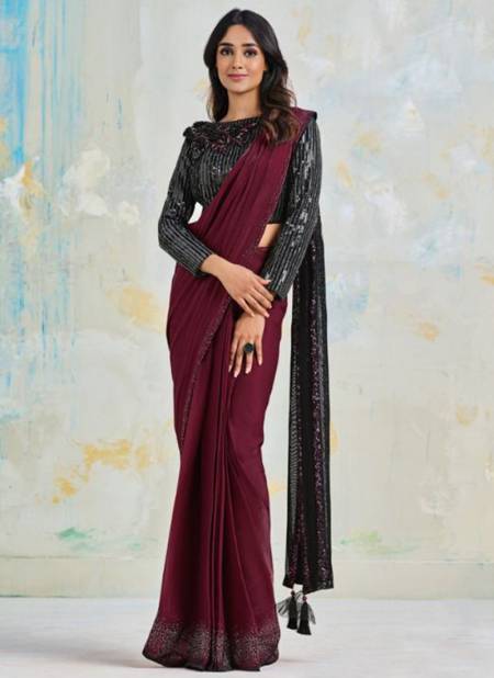 Maroon Colour Taranaah Satin Silk Party Wear Wholesale Saree Collection 22404